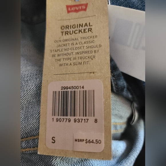 NWT LEVI'S 90's Jeans Jaquet Original  size Small - Picture 12 of 12